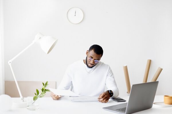 working at desk