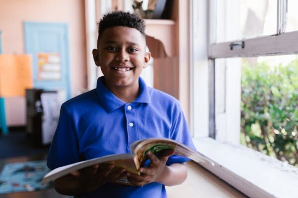 boy in blue shirt